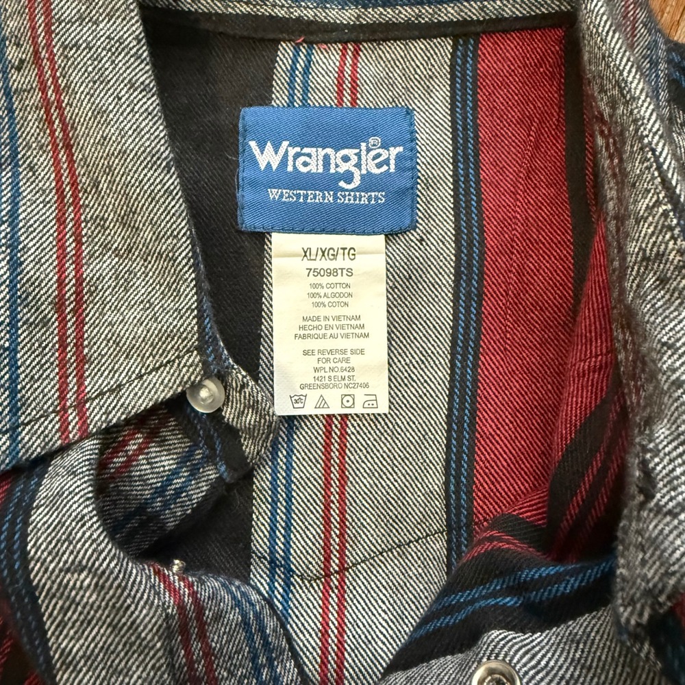 Wrangler Western‎ Shirt Mens XL Multicolor Striped Pearl Snap Cotton Vintage - Picture 5 of 10